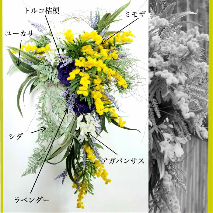 あーちゃんさまセミキャスケードブーケ カラーとミディファレノのアームブーケ。 新婦様のお名前に