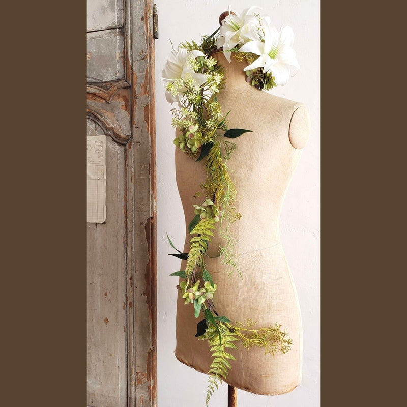 ブーケ　ウェディング　結婚式　花　フラワー　フラワーアイテム　HanaSakie　　髪飾り　ヘッドリース　ゆり　白